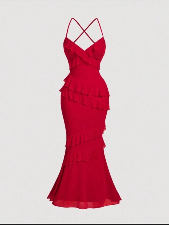 SHEIN Dresses & Skirts - SHEIN Red Ruffle Mermaid Maxi Dress
